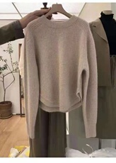 圆领下摆弧形女秋冬新款加厚洋气针织套头针织衫上衣，女装针织衫/毛衣，半城羊绒