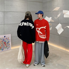 M3121-P80秋冬加厚潮流休闲百搭毛衣男女情侣宽松针织衫上衣外套，男装针织衫/毛衣，电商A009A（原A058A）