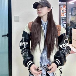 美式复古棒球服外套女春季新款翻领刺绣高街立领夹克宽松潮牌上衣图片