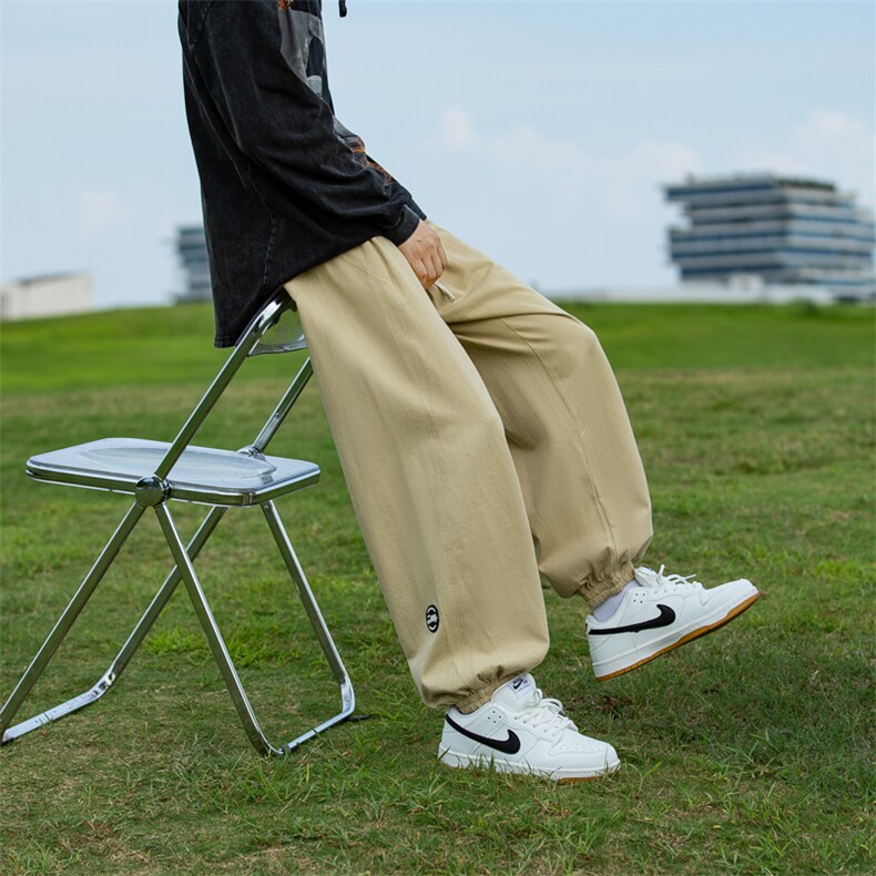 春秋款纯棉束脚休闲长裤男士宽松潮牌九分运动工装卫裤子图片