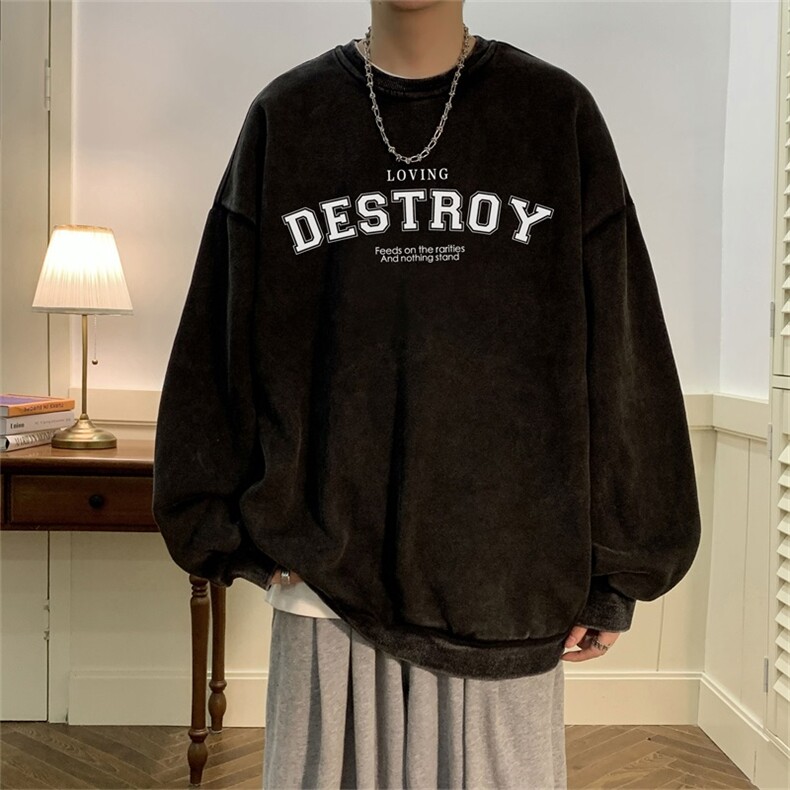 DSA028-SXCT22L168抖音品质水洗重磅卫衣男高品质65棉圆领卫衣,男装卫衣,电商A028