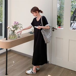 夏季新品 慵懒风高级感撞色假两件T恤连衣裙2C285 1806 P125 K188图片