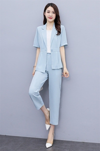 短袖西装套装女2023夏季新款女装韩版时尚ol气质西服两件套套裤潮图片