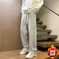 秋季木地板新款男休闲裤百搭直筒裤港风宽松加绒卫裤K3219H-P45，男装休闲裤，星座717