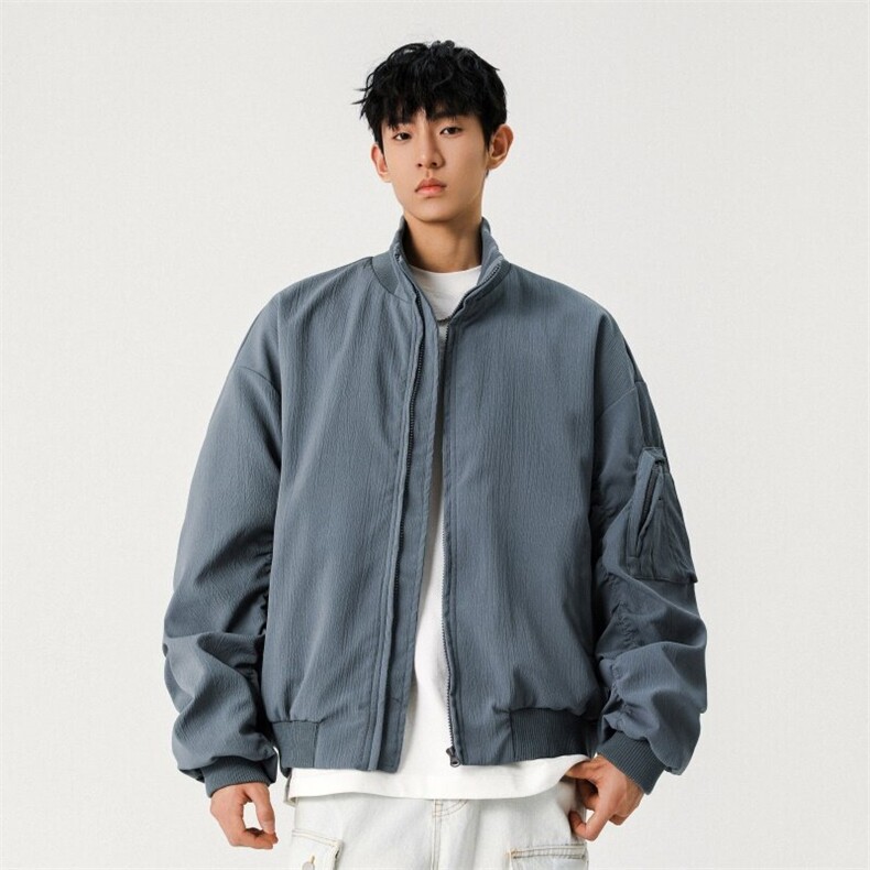 电商DSA028-JK2504特P55纯色经典立领机车飞行服夹克,男装夹克,电商A028