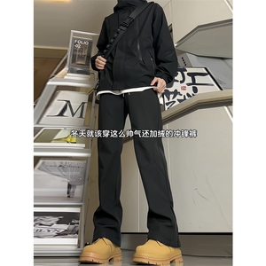 抖音品质大码隐形拉链高街加绒冲锋裤微喇XZ806-CK23063-P50控78图片