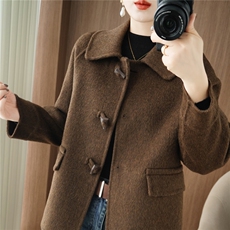 25秋冬新款双面呢大衣女中长款羊毛呢子外套女过膝风衣女外套，女装双面呢大衣，贝源羊绒