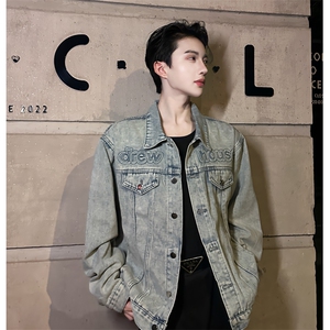 (自家图）浅色牛仔外套男秋季工装夹克宽松潮流休闲衣服2501-P78图片