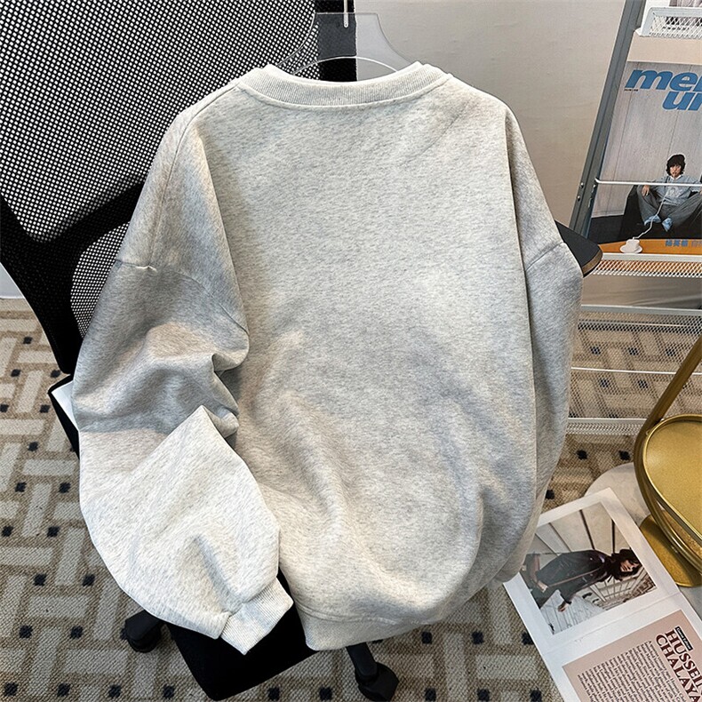 复古做旧假两件印花V领卫衣宽松休闲百搭设计感上衣,男装卫衣,星座410-7