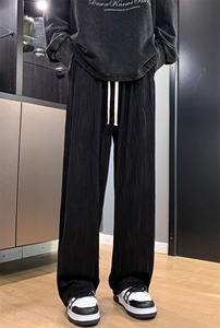 8XL-M 特大码冰丝褶皱肌理感裤子男韩版潮流百搭拖地裤K951P48图片