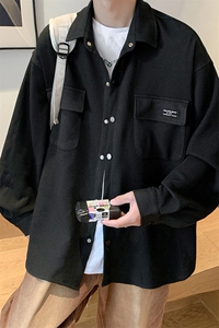 1港风华夫格工装衬衫男大码情侣衬衣男长袖衬衫男CS7754P45控68图片