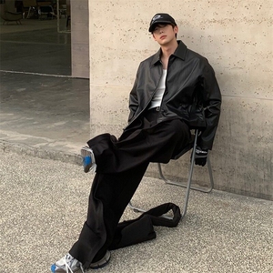 W9496-P70 网图现货 痞帅Pu皮衣潮牌皮夹克机车服高街外套图片