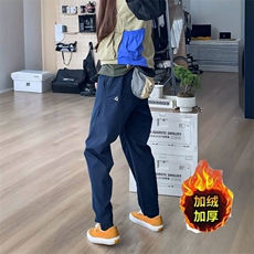 藏蓝色校服软壳小脚锥形冲锋裤男款山系户外加绒登山三防显瘦裤子，男装休闲裤，星座506A