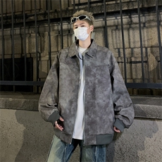 2024设计感百搭翻领夹克春季新款潮牌麂皮绒外套现货W8147-P78，男装夹克，星座512-4