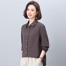 2026春年秋装新款潮小格子衬衫宽松显瘦韩版气质百搭衬衣女减龄，女装衬衫，独衣靓