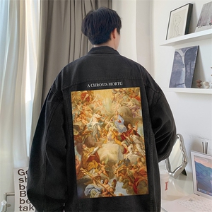 直播品质 美式高街扎染印花复古水洗牛仔衣潮流夹克外套 NZ17特65图片