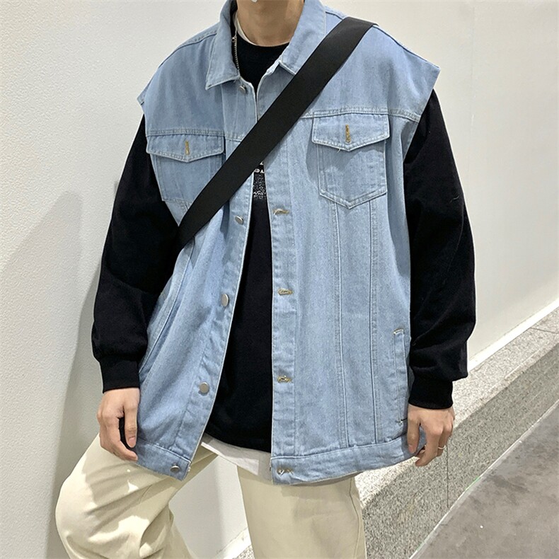 牛仔马甲男港风口袋2023春秋季新款ins新款上衣背心外套W2274-P47，男装背心/马甲，星座412-3