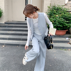 新款现货主推棉麻料三件套套装2521-P175-K258，女装套装/套裙，2C129