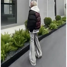 美式eodup高街hiphop重工艺水洗涂鸦微毛边喇牛仔裤货号K2409P65，男装牛仔裤，电商A063