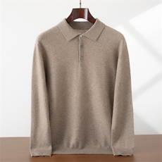 2025年秋季时尚百搭通勤简约男士羊绒衫平面polo领，男装羊绒套衫，蜜暖羊