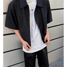 cleanfit设计感TR面料夏季拉链短袖衬衫男女外套短款上衣C3009，男装衬衫，星座1116A（原606A-3）