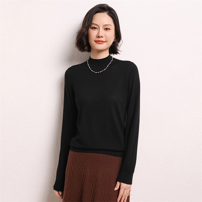 超细精纺系列68支精纺半高领打底衫羊绒衫女,女装羊绒衫,江帆羊绒