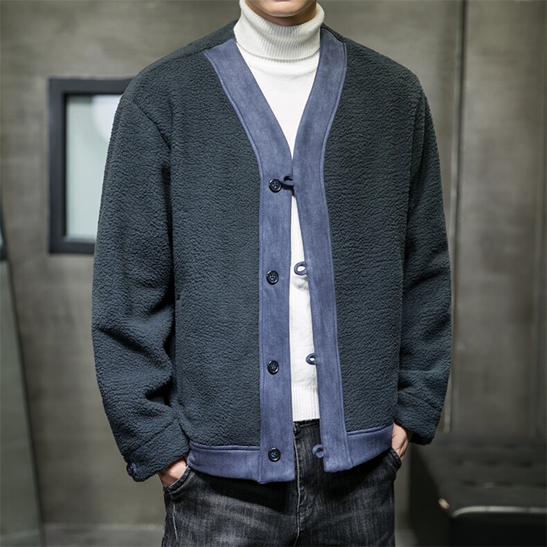 外套男摇粒绒夹克道袍风秋冬季工装棉服棉衣上衣M701/P130,男装棉衣,钱塘713