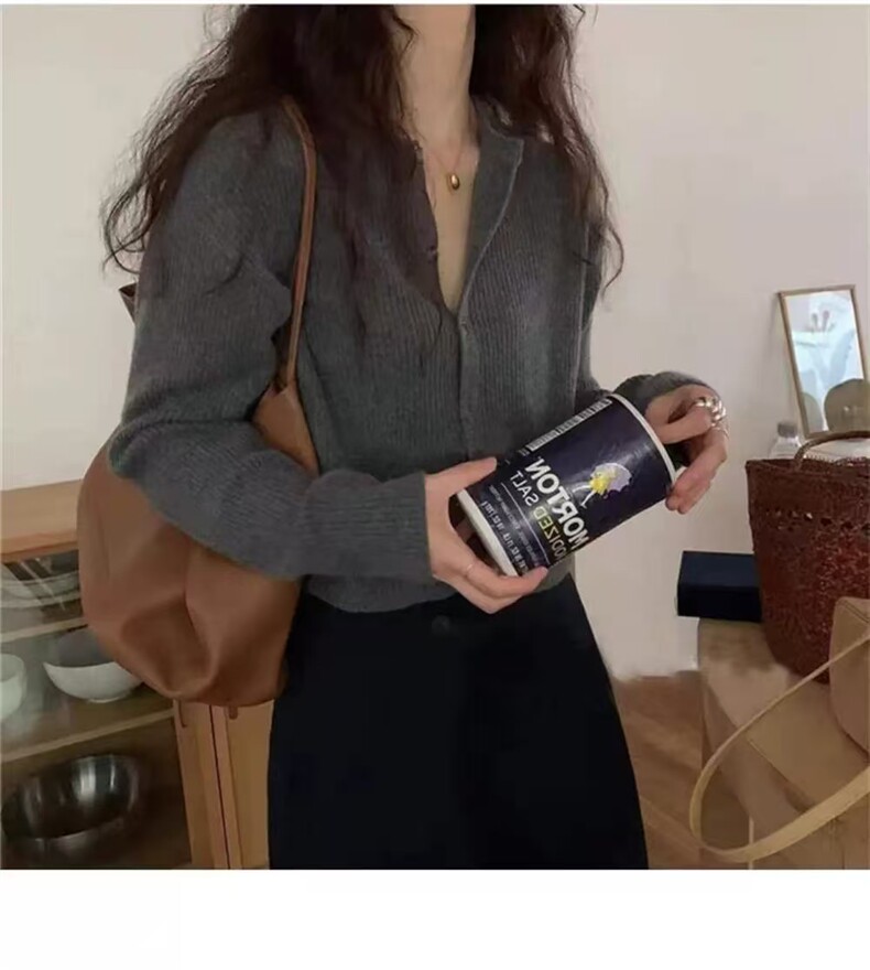 秋季新款纯色针织圆领开衫时尚百搭,针织衫/毛衣,冀清阳荣