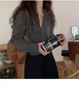 秋季新款纯色针织圆领开衫时尚百搭图片