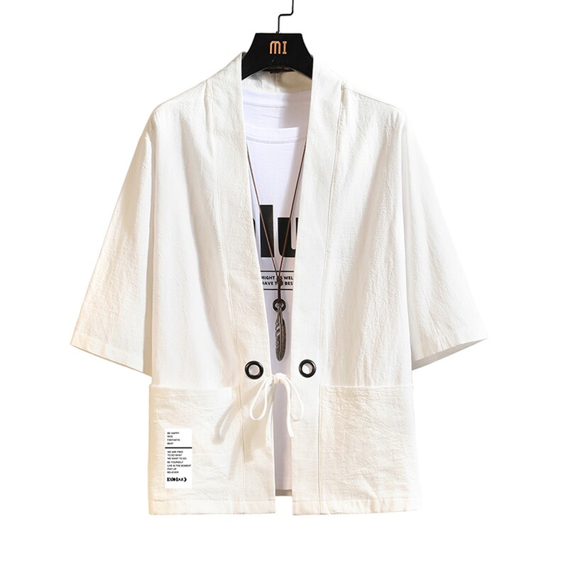 HF59045-P40风汉服男开衫外套七分袖道袍砖墙挂拍,男装民族服装,电商A040A