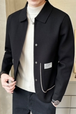 秋季短款翻领毛衣开衫外套时尚休闲男款披肩K7382-P125，男装针织衫/毛衣，电商A239