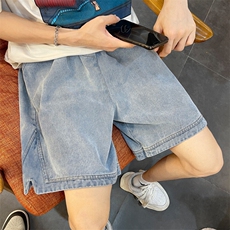 高街牛仔裤主推夏季宽松直筒开叉五分裤牛仔裤DK21226特批32，男装休闲裤，电商A042