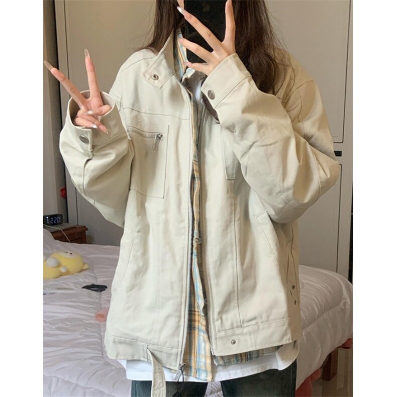 立领外套女新款秋冬季美式复古百搭宽松男女夹克上衣JN762,男装夹克,星座1116A（原606A-3）