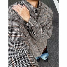 有货~冬季千鸟格夹棉加厚保暖立领棉衣棉服JM010常规P95加棉P110，男装棉衣，星座1004-6