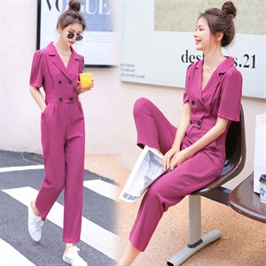 【断码/特价/清仓】卓奈希2268连体裤女2025夏季新款双排扣连衣裤，女装连体裤，木橙西子