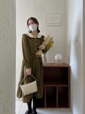 【现货】春季新款订制韩拼接领碎花连衣裙，女装连衣裙，装修临时账号Ours.