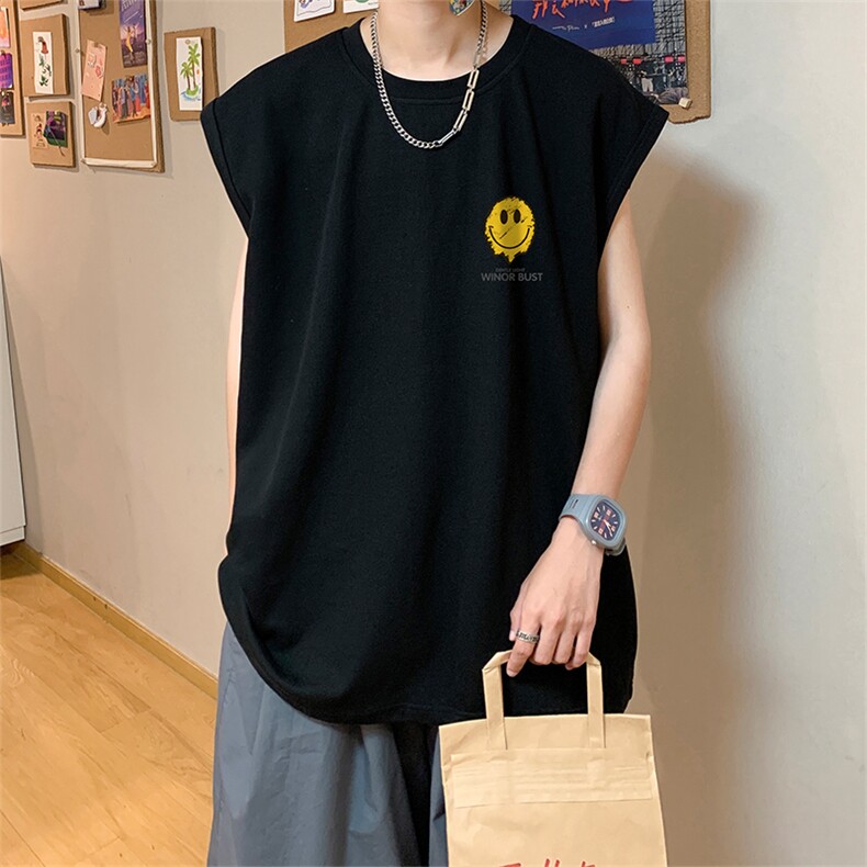 直播品质重磅纯棉220克美式印花宽松背心男女无袖t恤潮BX313P25,男装T恤,电商A486