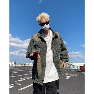 美式高街牛仔外套男士韩版潮流宽松百搭2024秋冬ins夹克W5950-P62图片