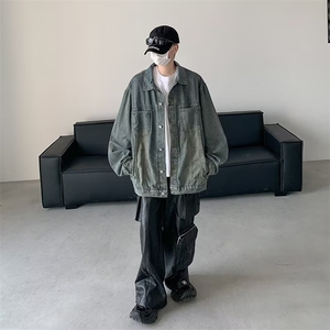 美式牛仔外套男士韩版潮流宽松百搭做旧2024秋冬ins夹克W6141-P59图片