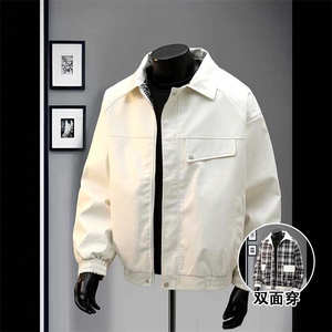 秋冬数据双面穿格子皮夹克美式翻领百搭休闲服MF1056 P85图片