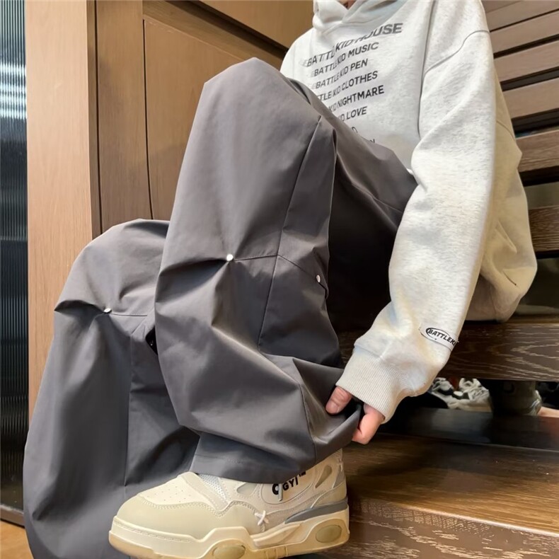 铆钉褶皱潮牌休闲工装裤男美式伞兵裤子高街机能冲锋裤HK9408-P38图片