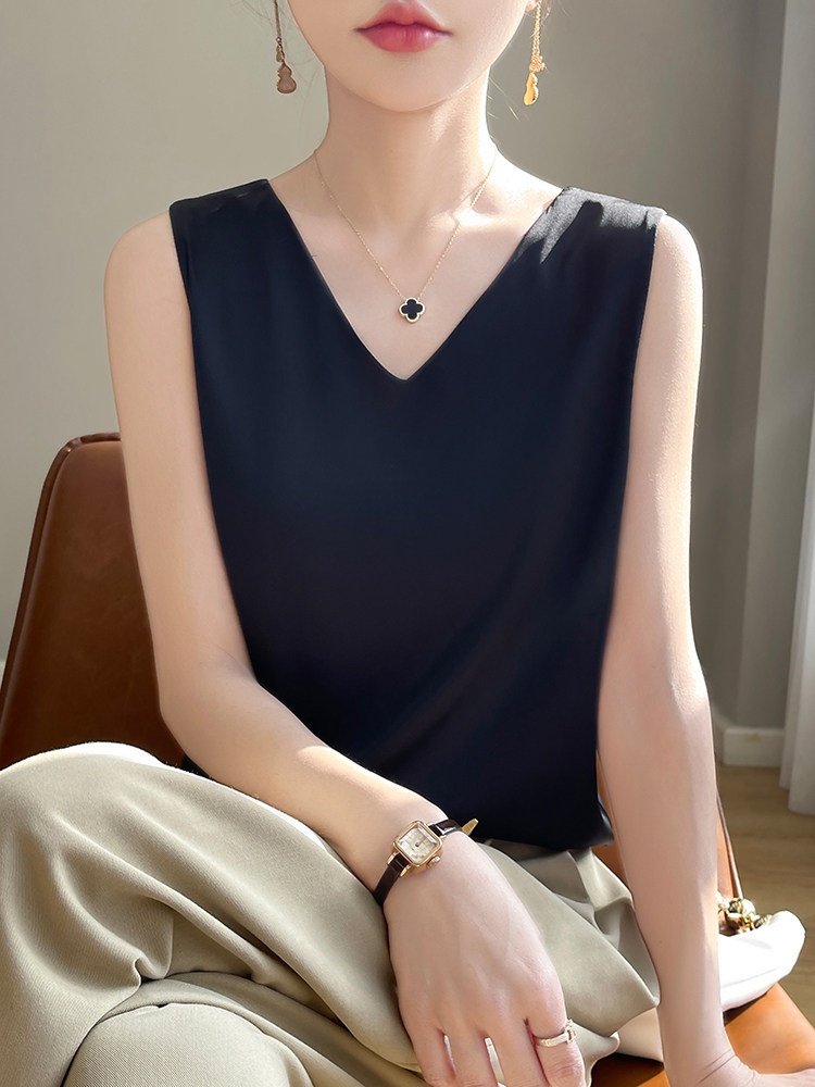 体感惊艳舒适！两面穿缎面吊带背心~,女装背心吊带,恩尚羊绒