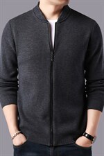 帅气爸爸装时尚潮流针织衫宽松商务休闲开衫纯色上衣中年男士外套，男装针织衫/毛衣，电商B212（原钱塘6029）