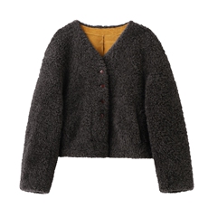 2025冬装新款简约时尚皮毛一体外套，女装毛呢外套，罗腾