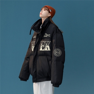 白鸭绒中性风22冬季新品字母印花加厚立领羽绒服YR223P195控258图片