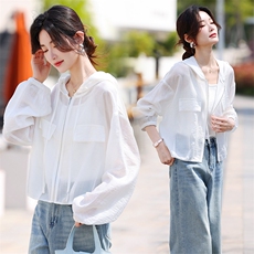 轻薄防晒衣女2025夏季新款宽松高级感休闲透气户外防晒衫短款外套，女装防晒衣，鑫源服饰