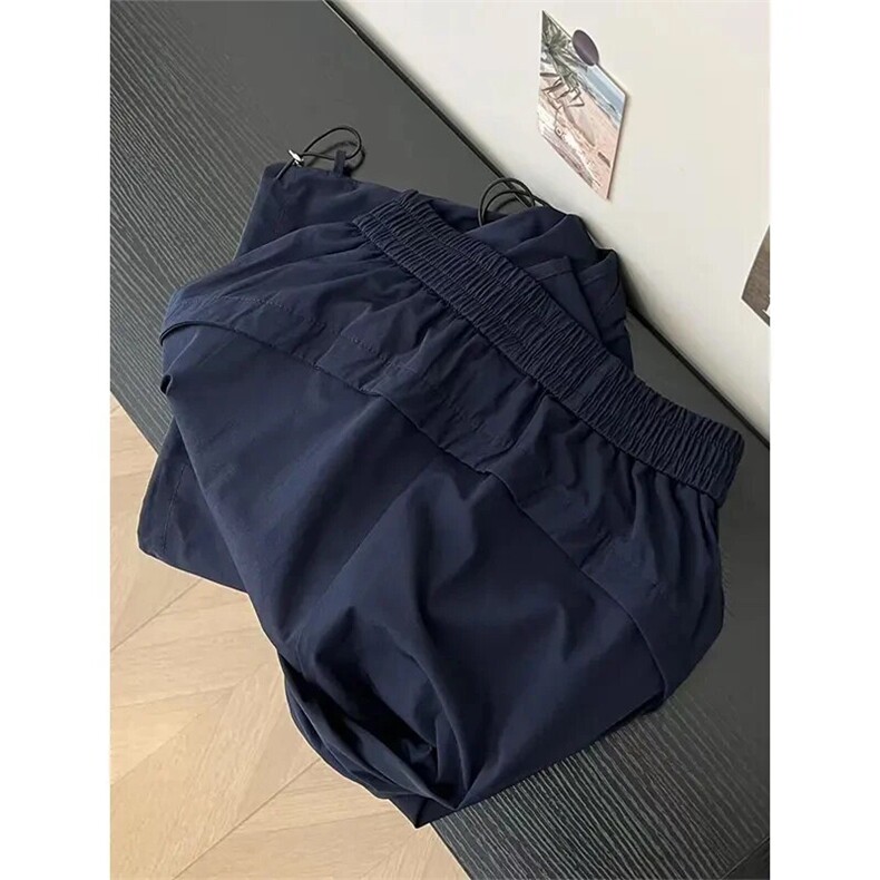 藏青色斜切速干工装裤女夏季小个子弯刀裤子美式机能伞兵裤防晒裤,男装休闲裤,电商A086-1
