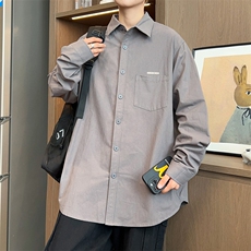 A878-P38日系百搭宽松工装衬衫外套男长袖春秋简约字母刺绣衬衣，男装衬衫，星座512-6