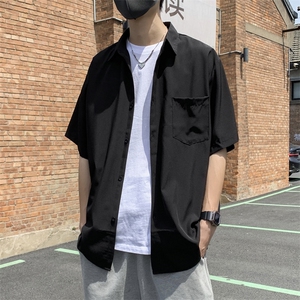 痞帅衬衫男短袖港风日系休闲宽松工装衬衣韩版百搭外套CS0312-P30图片