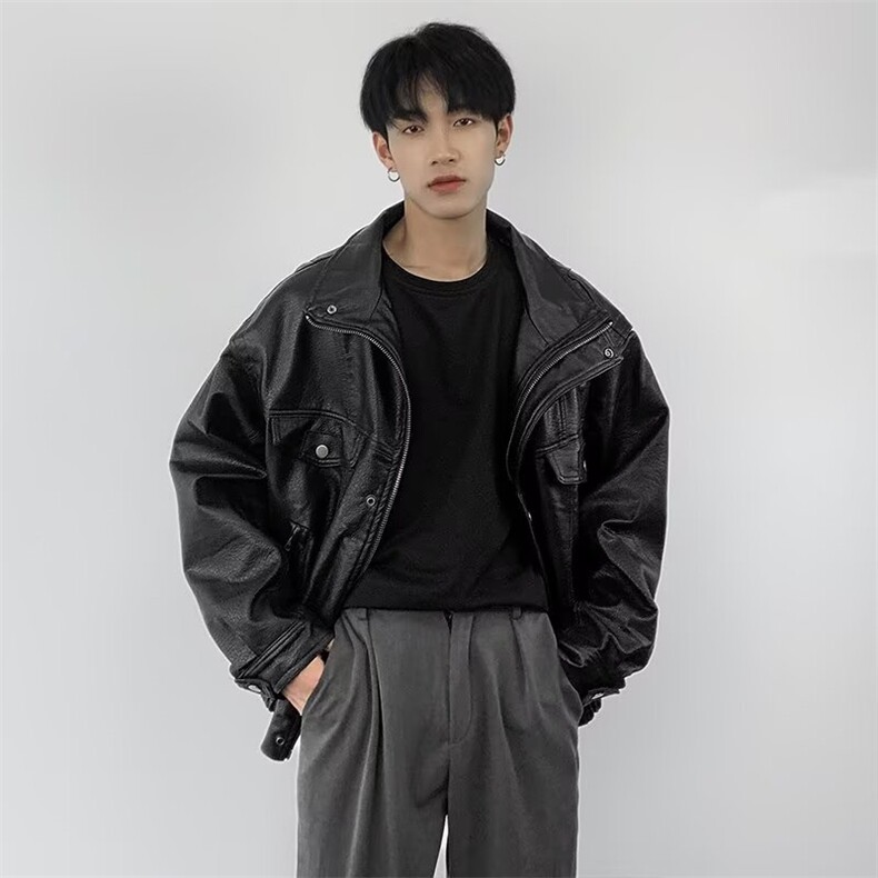 【升级款】高级感机车皮衣夹克男女外套PU皮飞行服Y10166-P85网图,男装夹克,电商B245